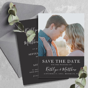 Black & White Modern Typography Photo Wedding Save The Date