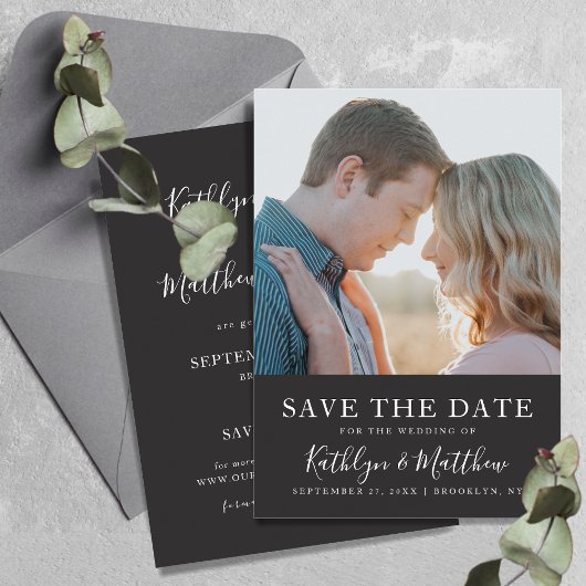 Black & White Modern Typography Photo Wedding Save The Date