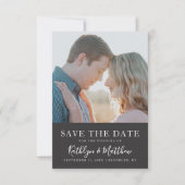 Black & White Modern Typography Photo Wedding Save The Date (Voorkant)