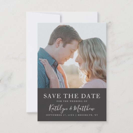 Black & White Modern Typography Photo Wedding Save The Date (Voorkant)