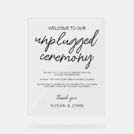 Black & White Modern Unplugged Wedding Sign  Acryl Bord