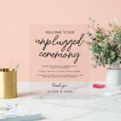 Black & White Modern Unplugged Wedding Sign  Acryl Bord (Huwelijk)