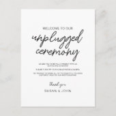 Black & White Modern Unplugged Wedding Sign  Briefkaart (Voorkant)