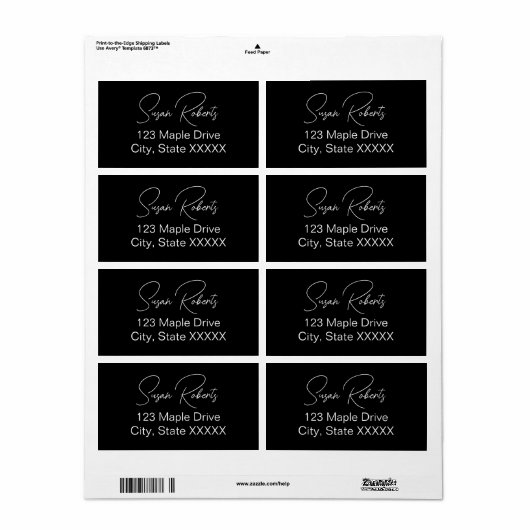 Black & White Modern Wedding  Etiket (Full Sheet)