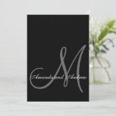 Black White Modern Wedding Initiaal Kaart (Staand voorkant)