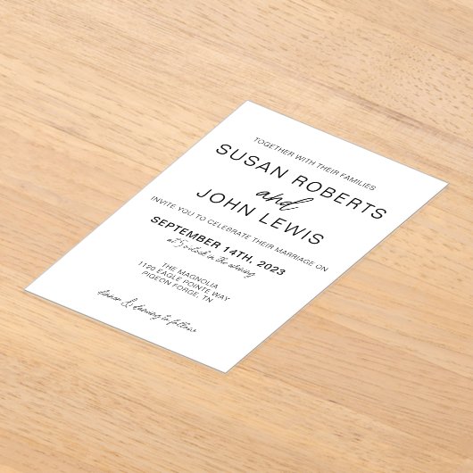 Black & White Modern Wedding Invitation  Acryl Uitnodigingen (Laagn)