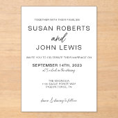 Black & White Modern Wedding Invitation  Acryl Uitnodigingen (Voorkant)