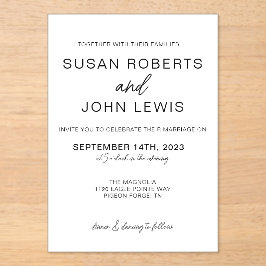 Black & White Modern Wedding Invitation  Acryl Uitnodigingen