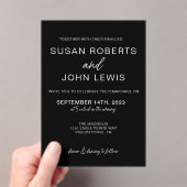 Black & White Modern Wedding Invitation  Acryl Uitnodigingen (Insitu (Draagbaar))