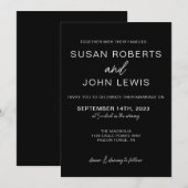 Black & White Modern Wedding Invitation  Kaart (Voorkant / Achterkant)