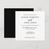 Black & White Modern Wedding Invitation Kaart (Voorkant / Achterkant)