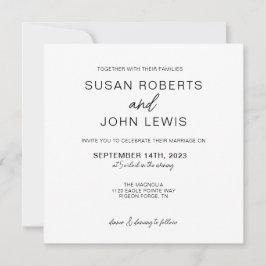 Black & White Modern Wedding Invitation  Kaart