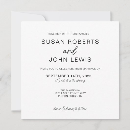 Black & White Modern Wedding Invitation Kaart (Voorkant)