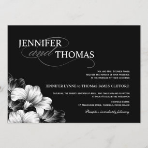Black White Modern Wedding Photo Uitnodiging