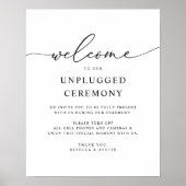 Black & White Modern Wedding Unplugged Ceremonie Poster (Voorkant)