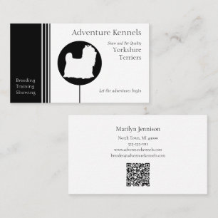 Black White Modern Yorkshire Terrier Silhouette Visitekaartje