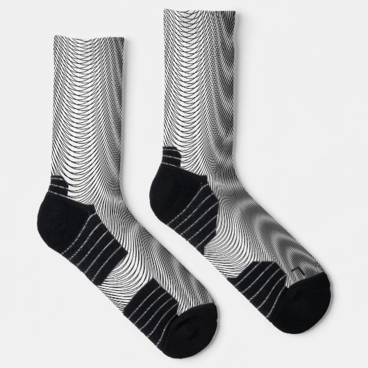 Black & White Moiré Stripes Cool Trippy Abstract Sokken (Rechts)