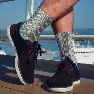 Black & White Moiré Stripes Cool Trippy Abstract Sokken