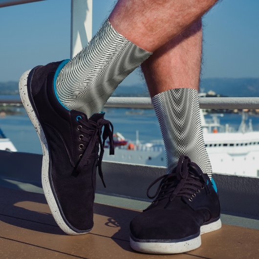 Black & White Moiré Stripes Cool Trippy Abstract Sokken