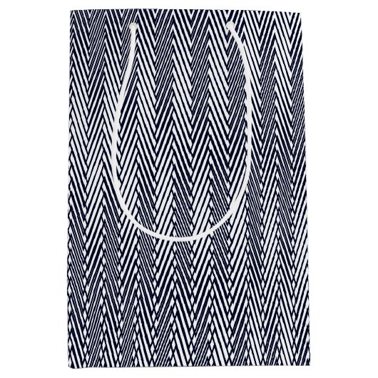 Black White Moiré Stripes Optische illusie Modern Medium Cadeauzakje (Voorkant)