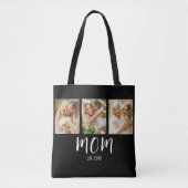 Black White Mom Established Script 3 Photo Elegant Tote Bag (Voorkant)
