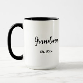 Black White Mom Established Year New Grandma Gift Mok