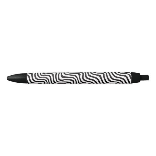 Black White Monochrome Wavy Striped Zwarte Inkt Pen (Voorkant)