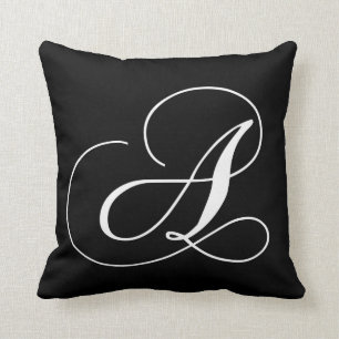 Black White Monogram A Designer Monogrammed Pillow Kussen