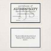 Black White Monogram Certificate of Authenticity Visitekaartje (Voorkant /achterkant)