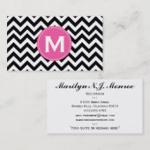 Black White Monogram Chevron Pattern Visitekaartje (Voorkant / Achterkant)