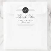 Black White Monogram Circle Bedankt Stickers (Tas)
