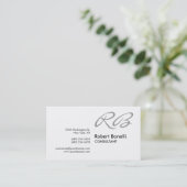 Black White Monogram Consultant Visitekaartje (Staand voorkant)