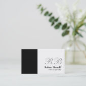 Black White Monogram Consultant Visitekaartje (Staand voorkant)