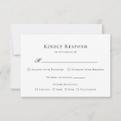 Black White Monogram Crest Elegant Wedding RSVP Kaartje (Achterkant)