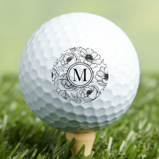 Black White  Monogram Golfballen