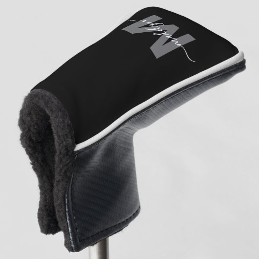 Black White Monogram Golfheadcover (3/4 voorkant)