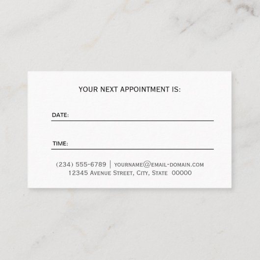 Black White Monogram Haarstylist Appointkaart Afsprakenkaartje (Achterkant)