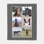 Black White Monogram Horse Foto Fleece Deken (Voorkant)