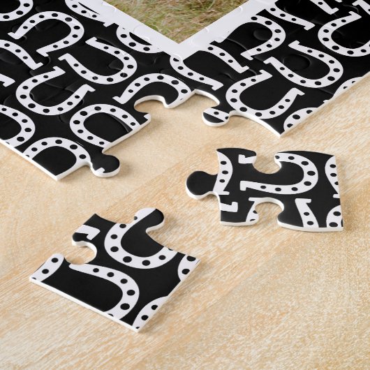 Black White Monogram Horse Foto Legpuzzel (Zijkant)