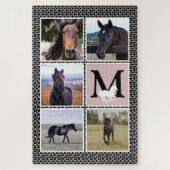 Black White Monogram Horse Foto Legpuzzel (Verticaal)