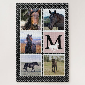 Black White Monogram Horse Foto Legpuzzel