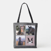 Black White Monogram Horse Foto Tote Bag (Achterkant)