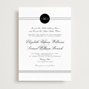 Black White Monogram Infinity Wedding Invite Kaart