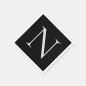 Black White Monogram Initiaal Naam Gepersonaliseer Servet (Hoek)