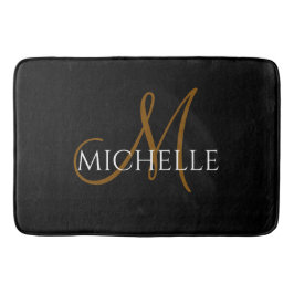 black &white monogram initial custom name badmat