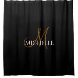  black &white monogram initial custom name douchegordijn