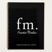 Black White Monogram Initialen Business 2023 Planner (Voorkant)