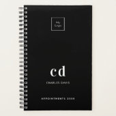 Black white monogram initialen business logo 2023 planner (Voorkant)
