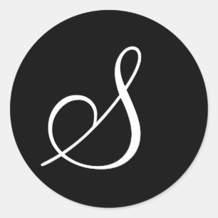 Black White Monogram Letter Weddenschappen Ronde Sticker