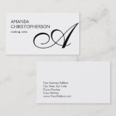 Black White Monogram Makeup Artist Visitekaartje (Voorkant / Achterkant)